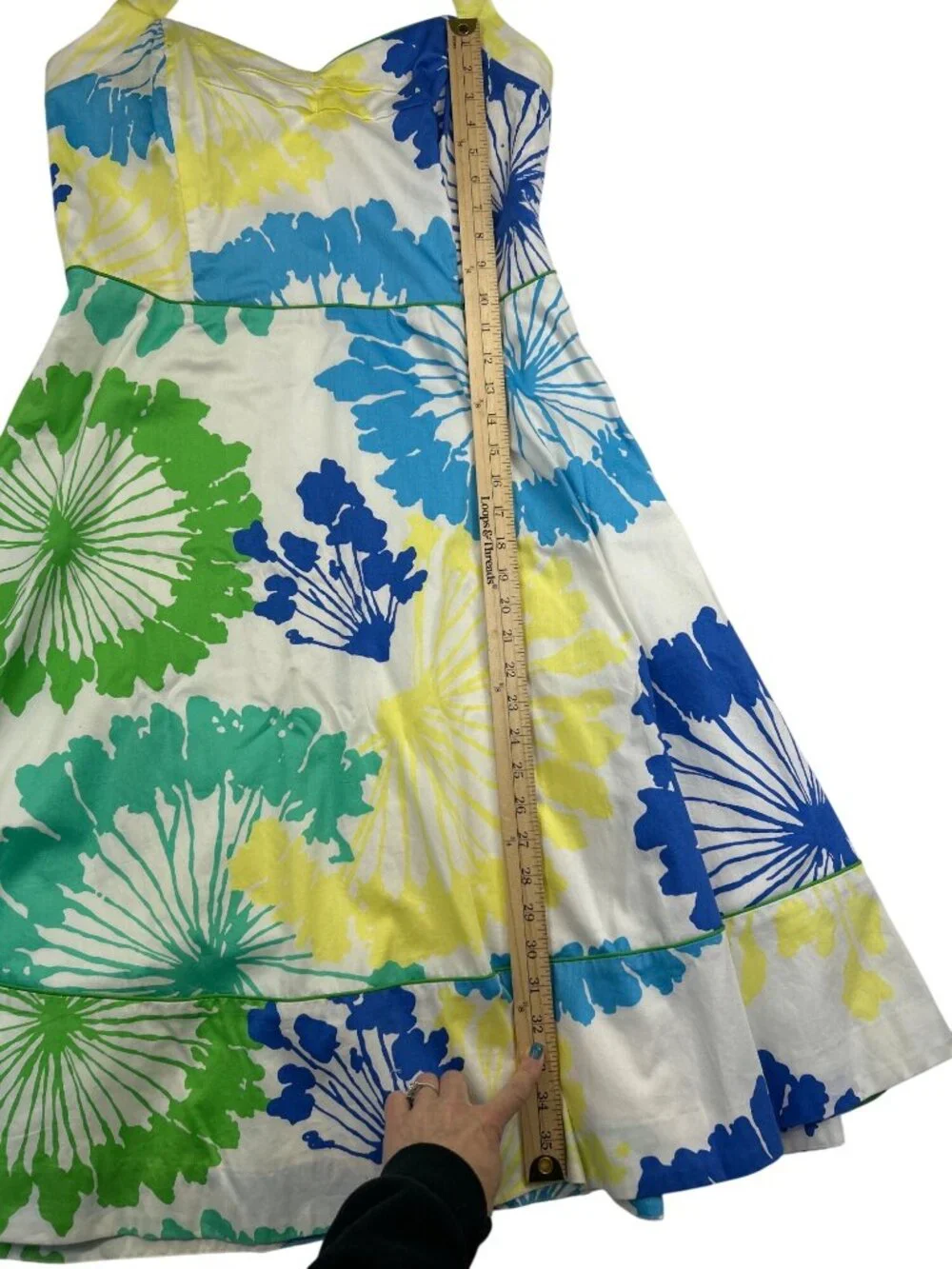 Lilly Pulitzer Halter Blue Green Dress Women's 12 Floral Vacation Sundress - Picture 10 of 12
